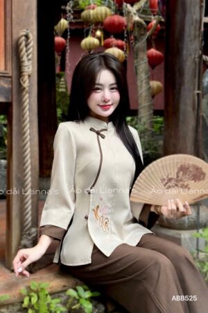Set pháp phục Ngộ màu be viền nâu
