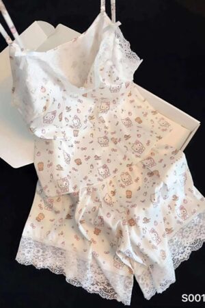 Set lụa 2 dây hello kitty trang