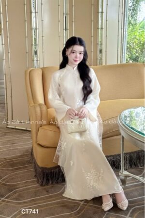 Áo dài cách Tân kem hoa thêu kiotviet e7f210b313a95b563b06009a1203e369