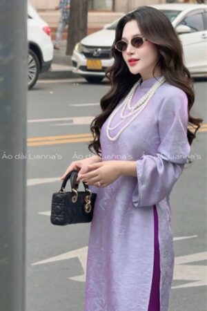 Áo dài suông tằm ánh kim tím lavender kiotviet ef18a570288c3a91a3f83cb86eba0e0a