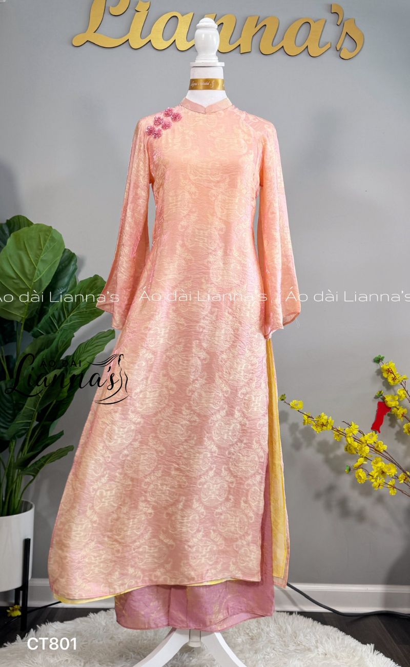 Áo dài tằm ánh 4 tà