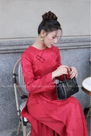 Áo dài cách tan tơ hoa đỏ kiotviet d6d92925fa8d67f1a1e4d6a07b12312f