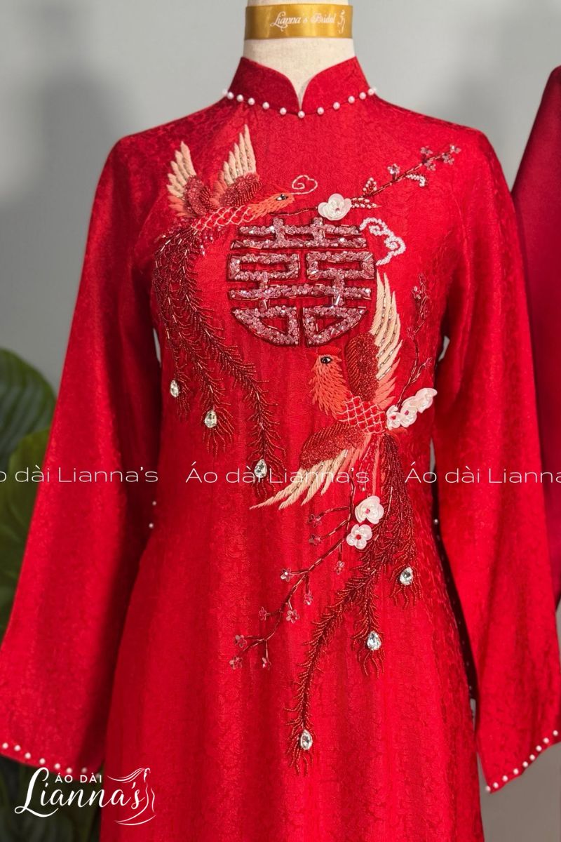 áo dài lễ ăn hỏi tea ceremony Mỹ