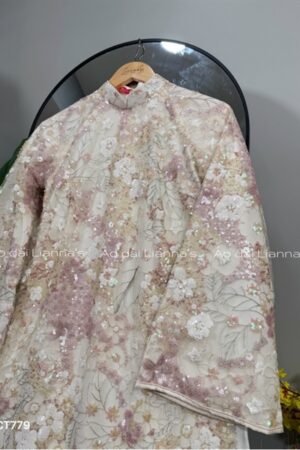 Áo dài kim sa hoa nền kem kiotviet 57285a12c4863f30c750d3f283ca02ff