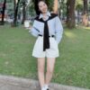 Set sơ mi xanh quan trắng kem khăn cổ kiotviet 627157da2be9952bf27097a88467f711