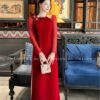 Áo dài Nhung cổ yếm kết nơ