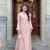 áo dài lụa hà đông lá Hồng da