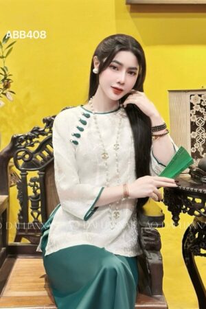 Set bà ba cao cấp trắng khuy nút xanh bên ngực kiotviet 922548117d32c2276e617908bf4738eb