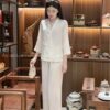 Áo bà ba /phap phuc cổ chéo vien gam màu trắng kiotviet 925a5e4f2231075d34d4a18f0251805a