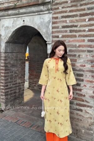 áo dài nhung hoa vàng cổ tròn kiotviet 9338e4f00a32bd0a8b34e9f597fe24c7