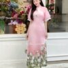 Áo dài cách tan hong tay cánh tiên