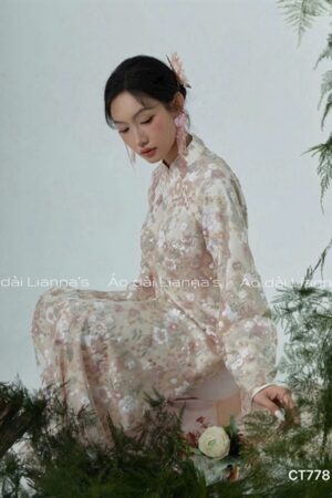 áo dài kim sa hoa nhí nền kem kiotviet b517c650825d44713f72f4fa91b04afe