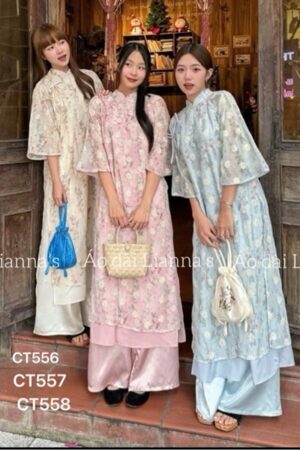Áo dài cách tan hoa nhí kem kiotviet c02337ee64f9dbc4813b6e8d040e0888