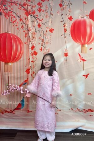 áo dài bé gái Hồng cổ tròn tay long vũ kiotviet c385a7186165f51d68bee6b86588e988