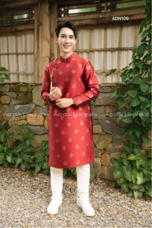 áo dài nam Tết đỏ