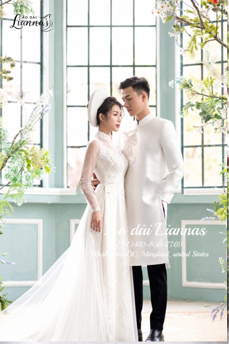 Set áo dài cưới đôi cô dâu chú rể đẹp sang cho ngày trọng đại set ao dai cuoi doi co dau chu re 2