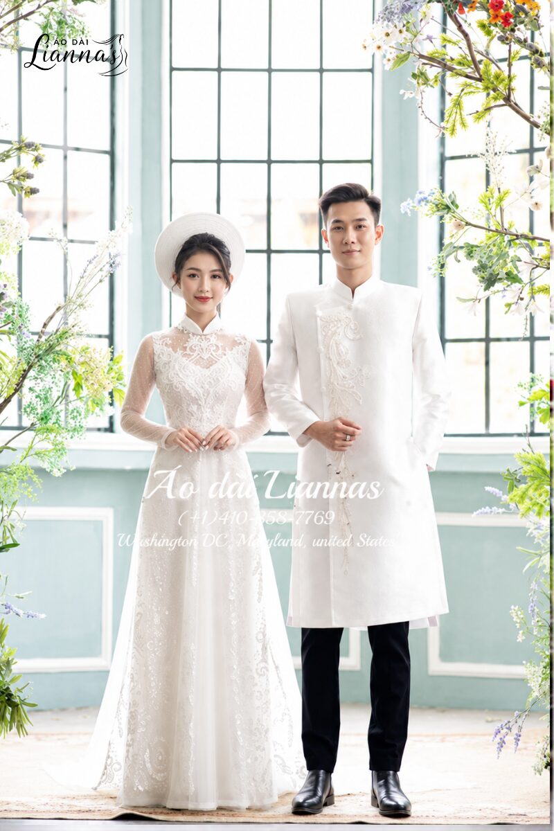 Set áo dài cưới đôi cô dâu chú rể đẹp sang cho ngày trọng đại set ao dai cuoi doi co dau chu re 3