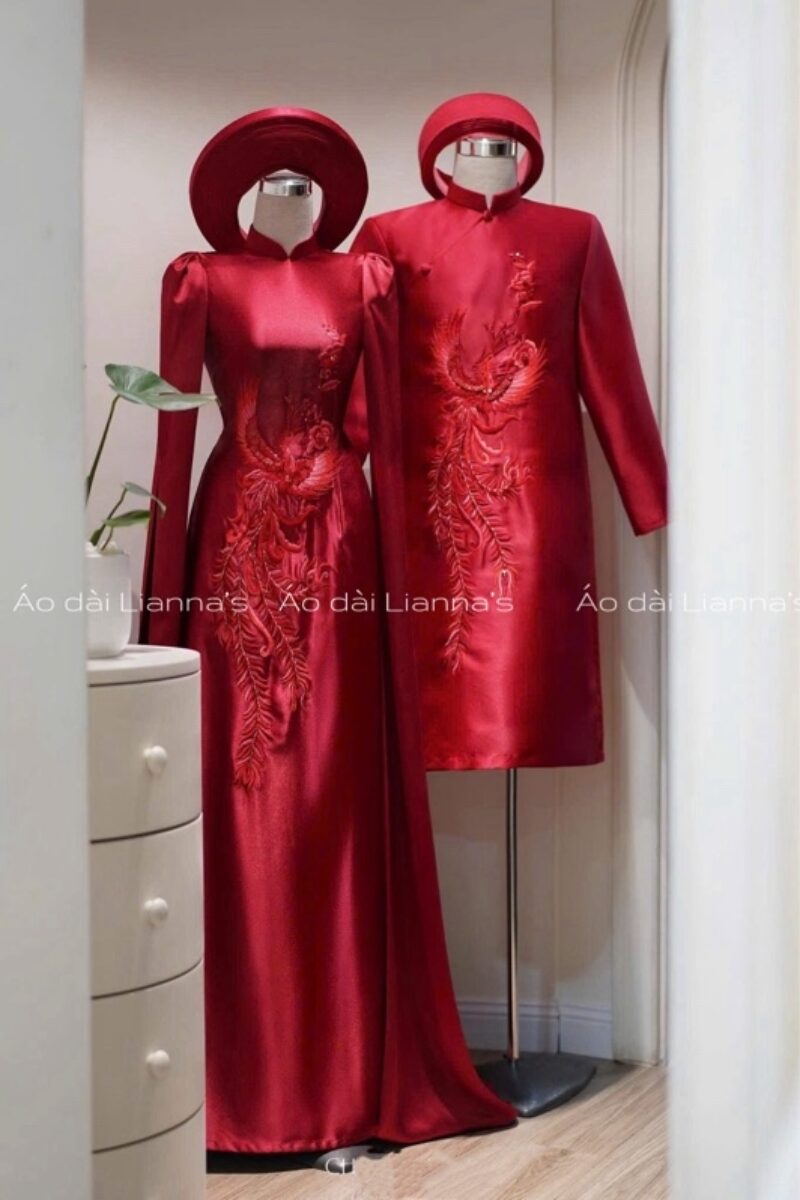 khan dong co dau ao dai cuoi