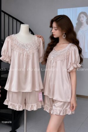 Set lua đùi ren nơ hồng