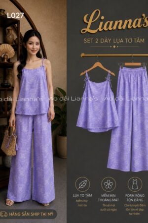 Set 2 dây lụa tơ tằm tím