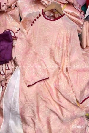 Áo dài 4 tà tencel co tròn hồng nút đỏ kiotviet 128b4c659a48265b8a76a6bb3e39ff86