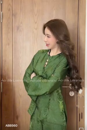 Áo bà ba tencel xanh rêu đậm