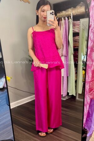 Set 2 dây Lụa tơ tằm hồng cánh sen