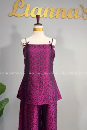 Set 2 day Lụa tơ tằm tím công