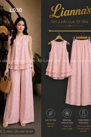 Set sách nách tơ tằm hồng phấn