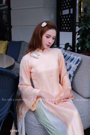 Áo dài suông Chữ thọ tông cam