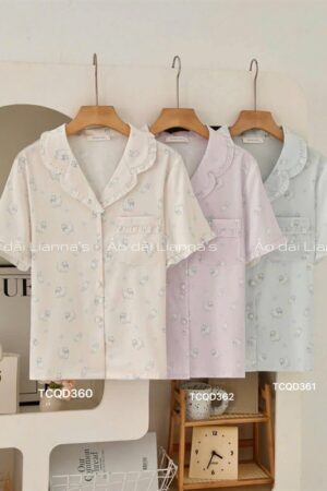 Set lụa đùi Sally mèo nơ xanh nền kem kiotviet a257ae5a82ac4ae6a66d52fa00a998f5