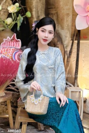 Set bà ba gấm lụa chữ thọ xanh quần xanh dương kiotviet a8c8a48e1b9303476137ed2562b14e29