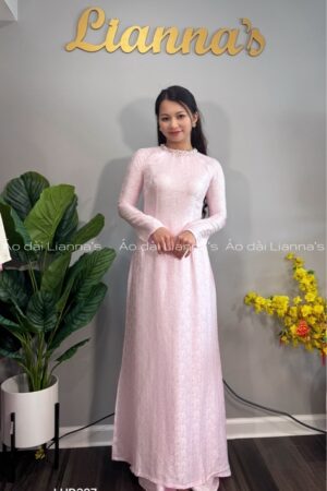 Áo dài lụa tơ tằm hà đông Hồng phấn