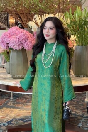 Áo dài suông tằm ánh kim xanh lá kiotviet ebd24d511864d0f7a6227f80ce09c081